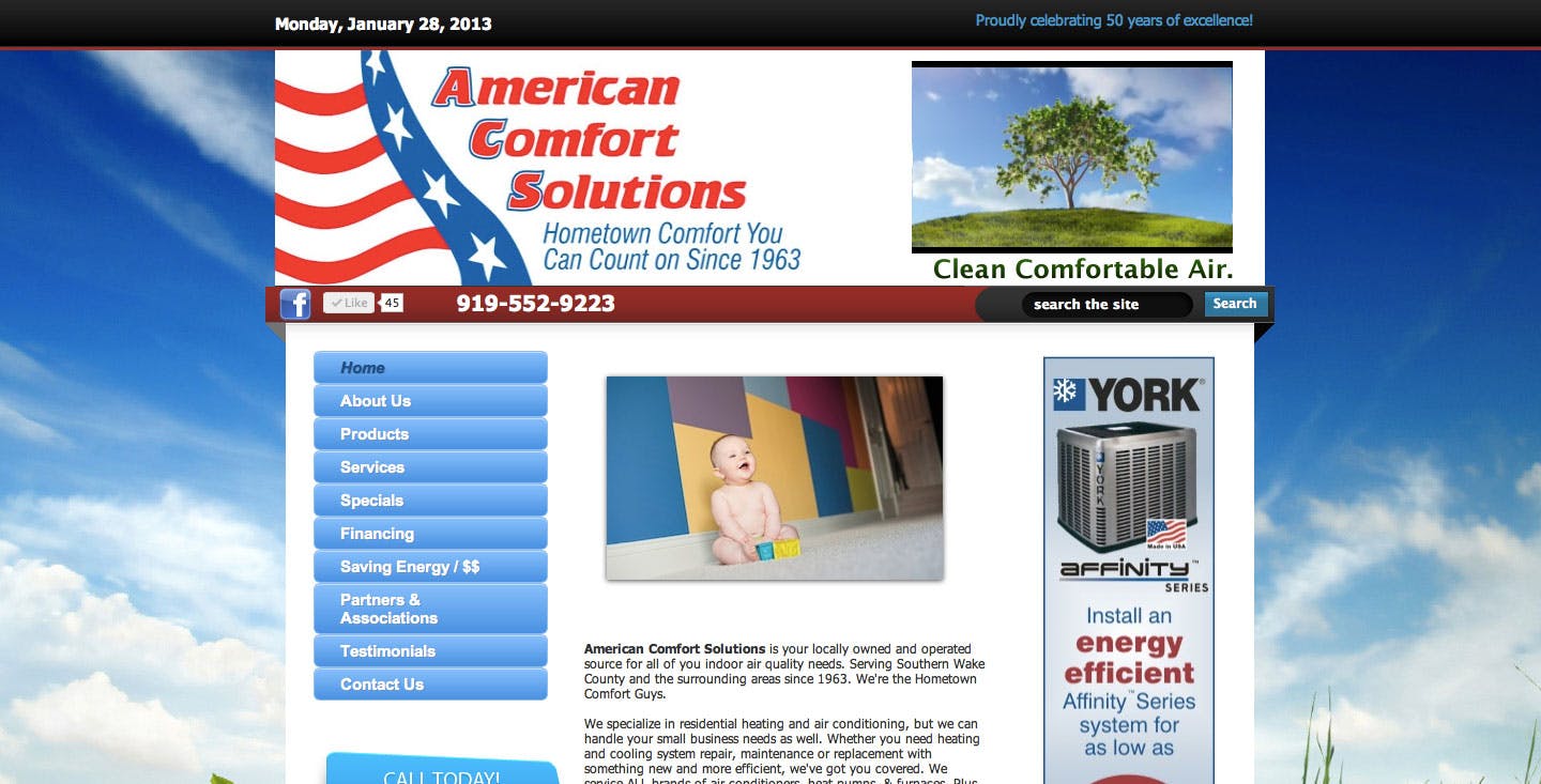American Comfort Solutions website screenshot
