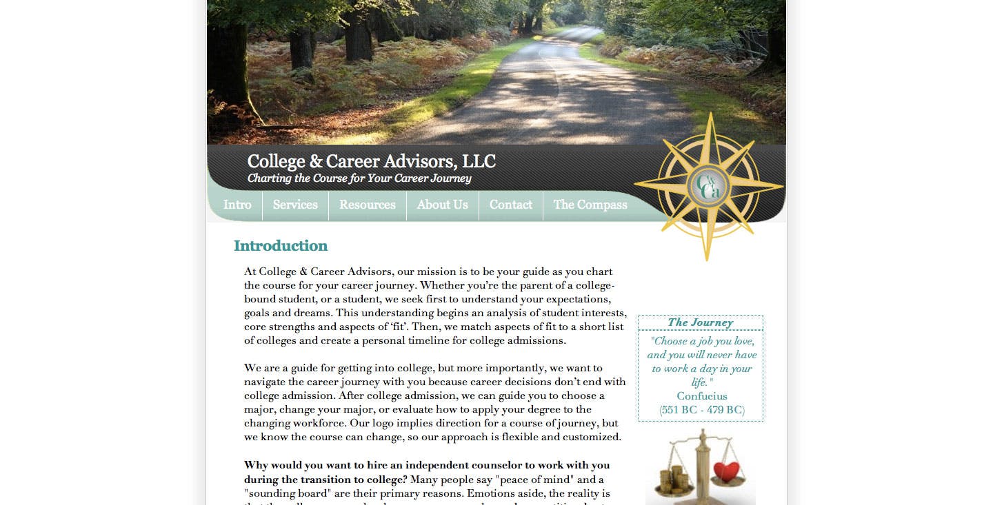 College Career Advisors website screenshot