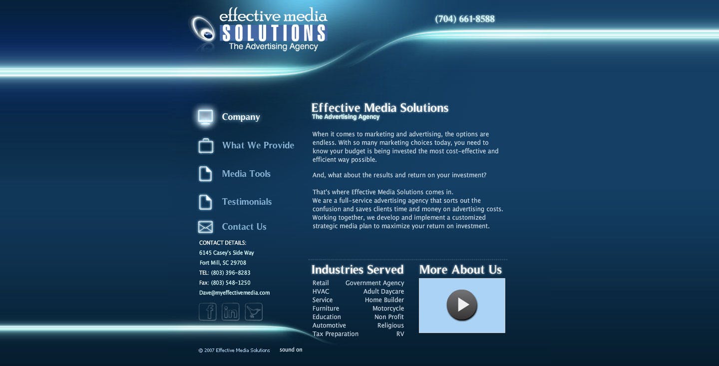 Effective Media Solutions website screenshot