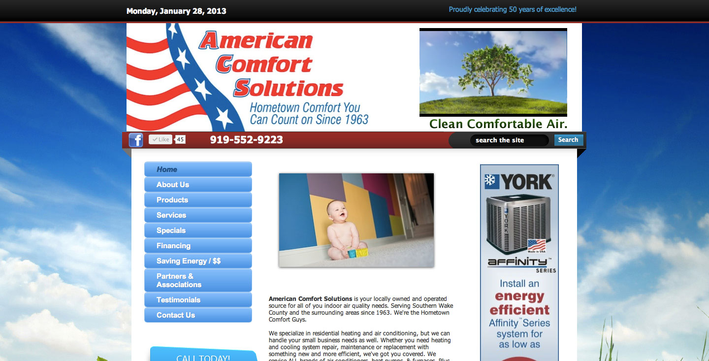 American Comfort Solutions website screenshot